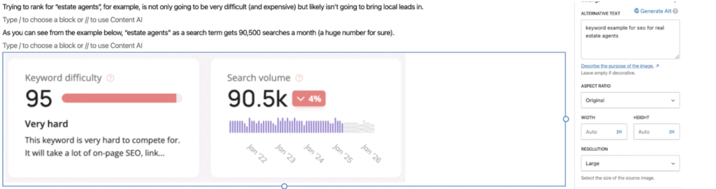 An example how alt text looks when used for on page seo
