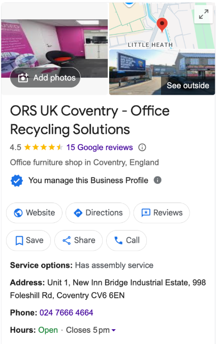 ORS UK Coventry Google Business Profile