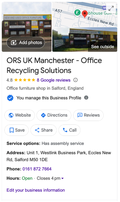ORS UK Manchester Google Business Profile