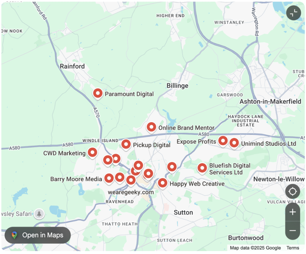 example of a google maps result when searching for a local business