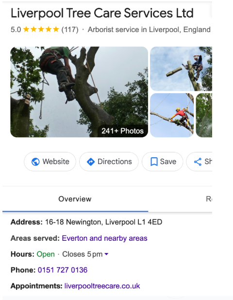 Example of a local service business setting up a Google Business Profile for the areas they work in