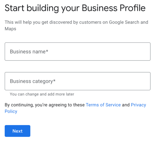 where to enter your business name on Google Business Profile
