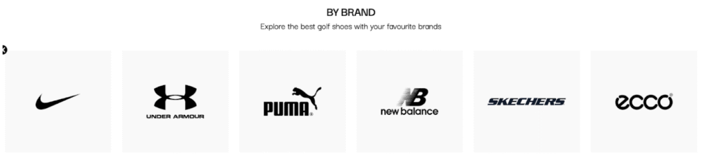 Example of how Clarkes Golf breaks down products by category to optimise product pages on Shopify for SEO