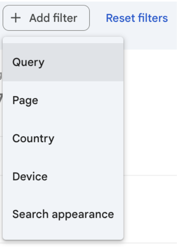 Example of how to add a query as a filter in GSC