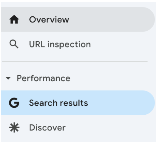 Example of the search results tab in Google Search Console