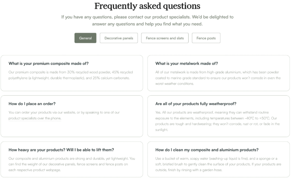 FAQs should give customers the information they need about ordering from you as well as answer common sales objections