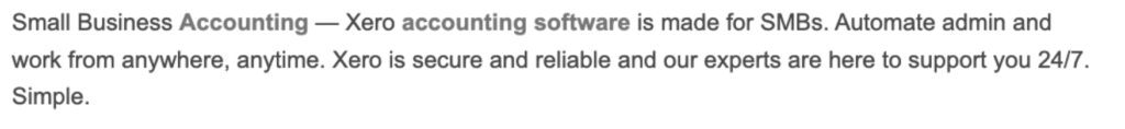 example of ppc ad copy written by xero