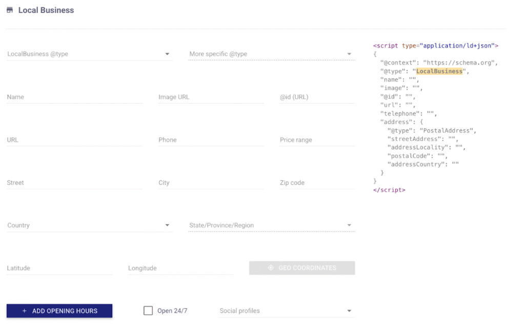 example of a local business schema generator