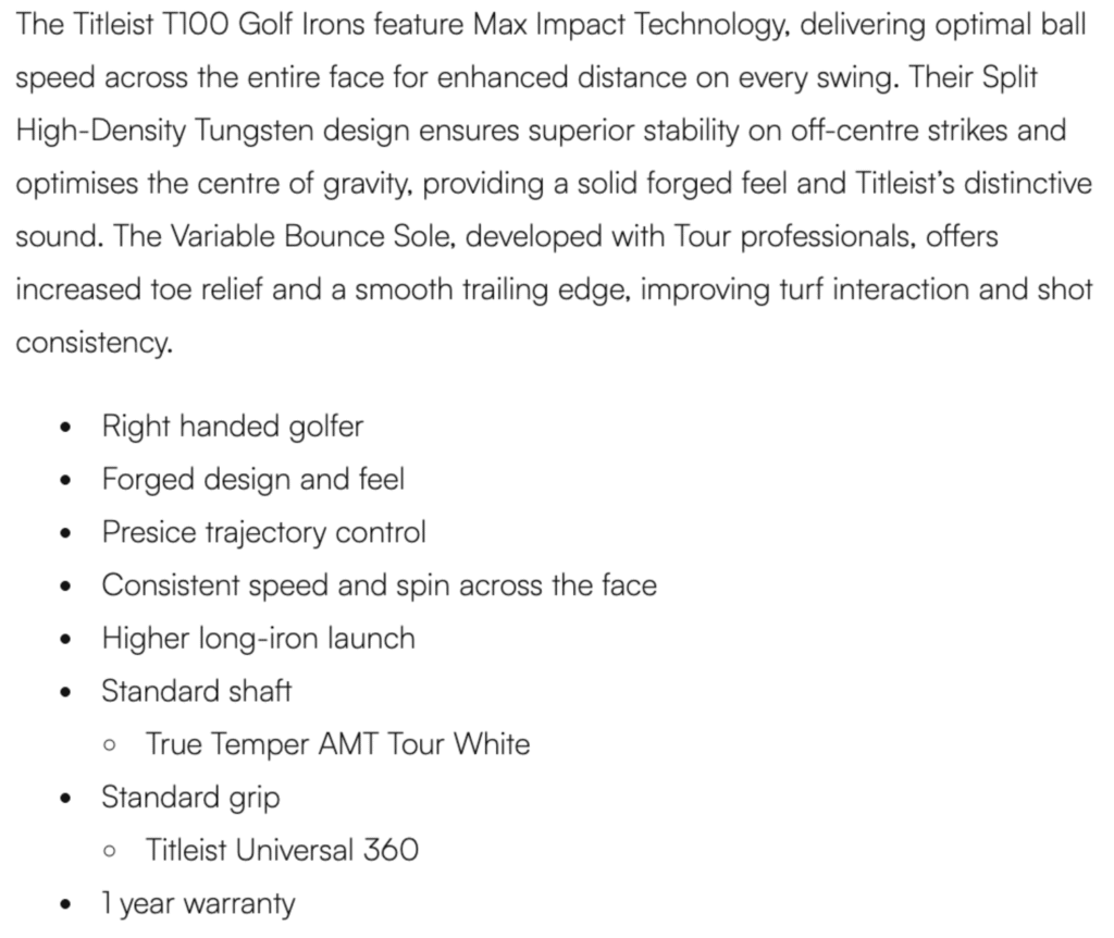 example of how to optimise a product page description for SEO