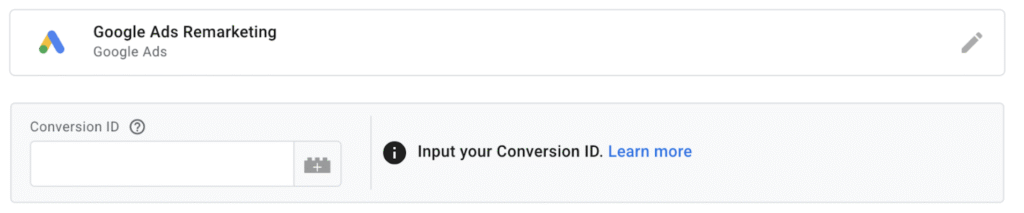 creating conversion ID in google tag manager for ads