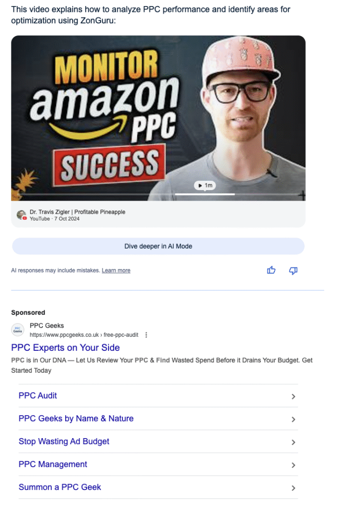 example of AI overview answering a search query with zero click needed