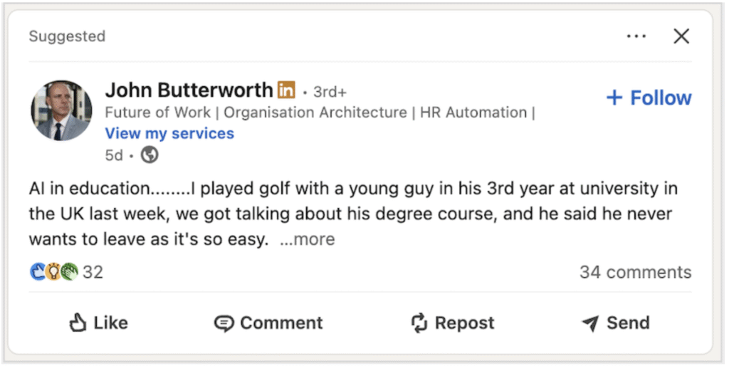 example of suggested LinkedIn content
