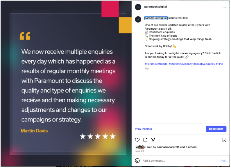 using online reviews for social media posts