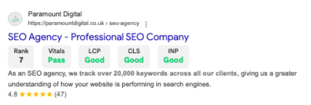example of a SERP result using review schema