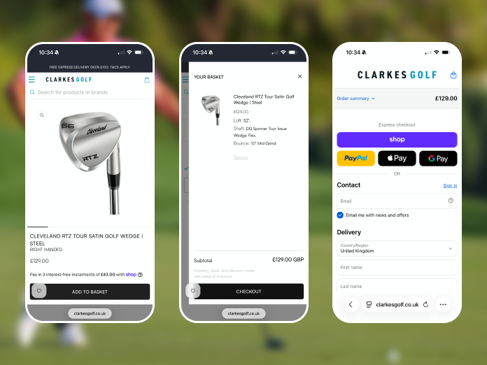 Clarkes Golf Mobile Checkout